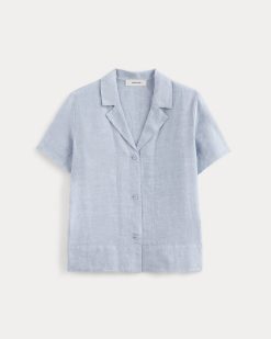 Alternative view of The Notch Shirt in Linen | Light Blue