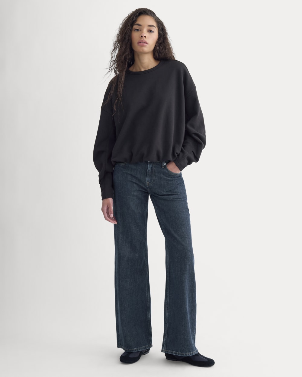 Lightweight Terry Bubble Sweatshirt | Black - Image 3