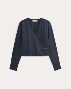 Alternative view of Wrap Top in Silk Charmeuse | Navy