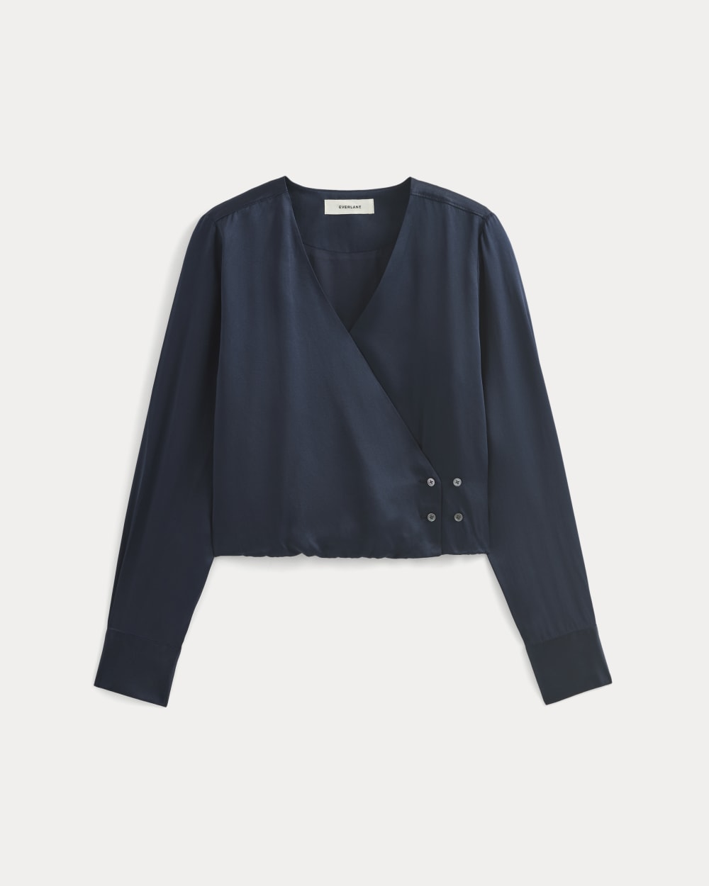 Wrap Top in Silk Charmeuse | Navy - Image 2