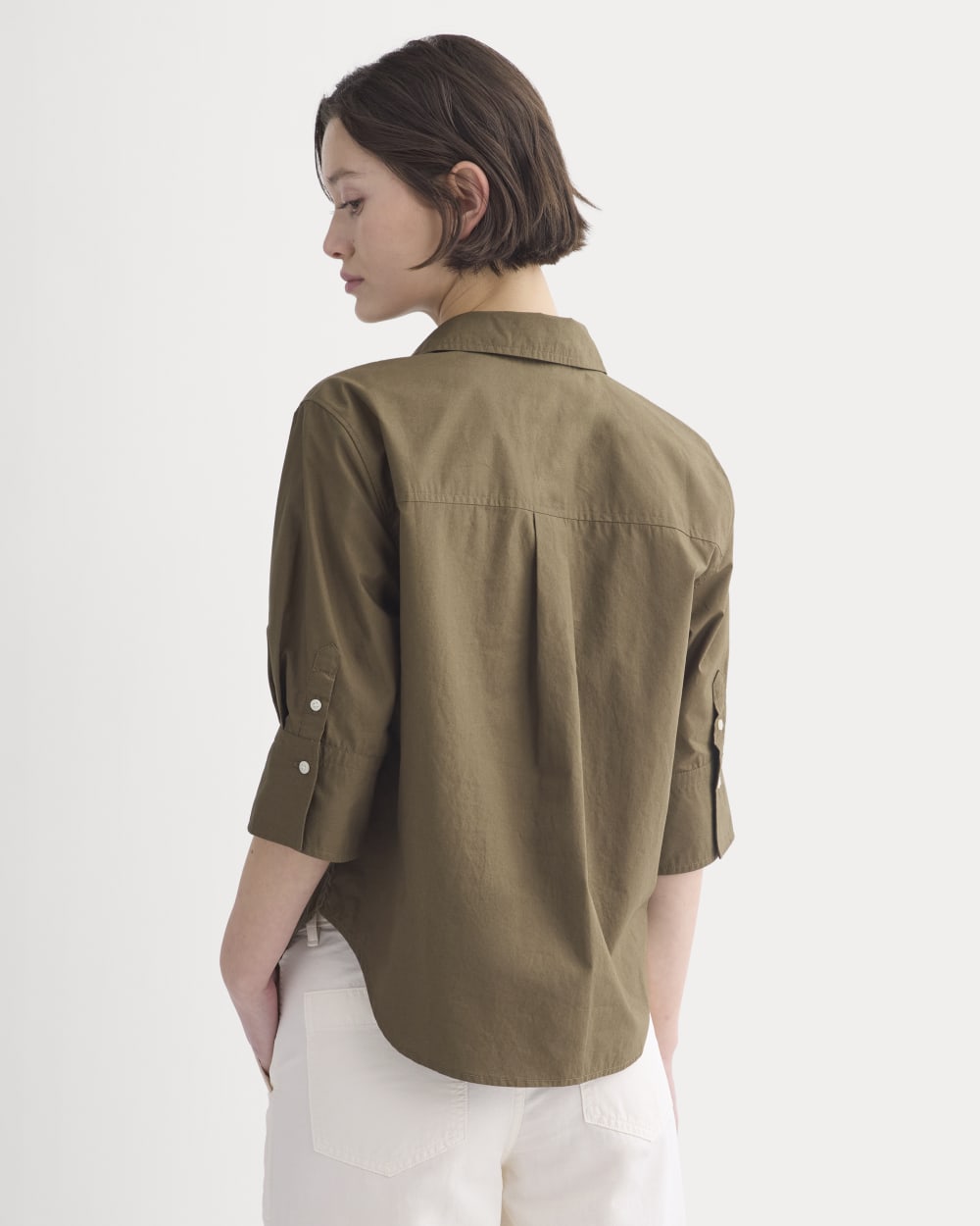 Cuff Detail Shirt in Lightweight Cotton | Beech - Image 6