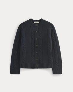 Alternative view of Cable Cardigan in Extrafine Luxe Merino | Navy