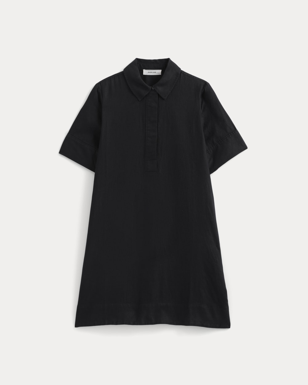 Mini Popover Shirtdress in Linen | Black - Image 2