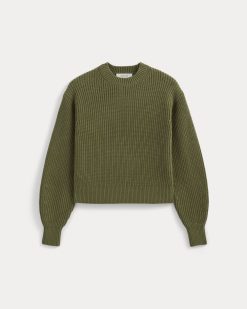 Alternative view of Cropped Ribbed Crew in Everyday Cotton | Mayfly