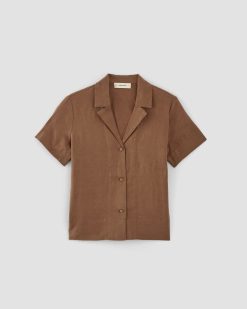 Alternative view of The Notch Shirt in Linen | Carob Brown