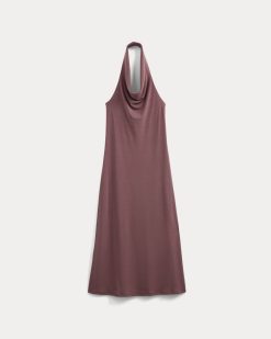 Alternative view of Cowlneck Halter Dress in Butterknit | Washed Henna