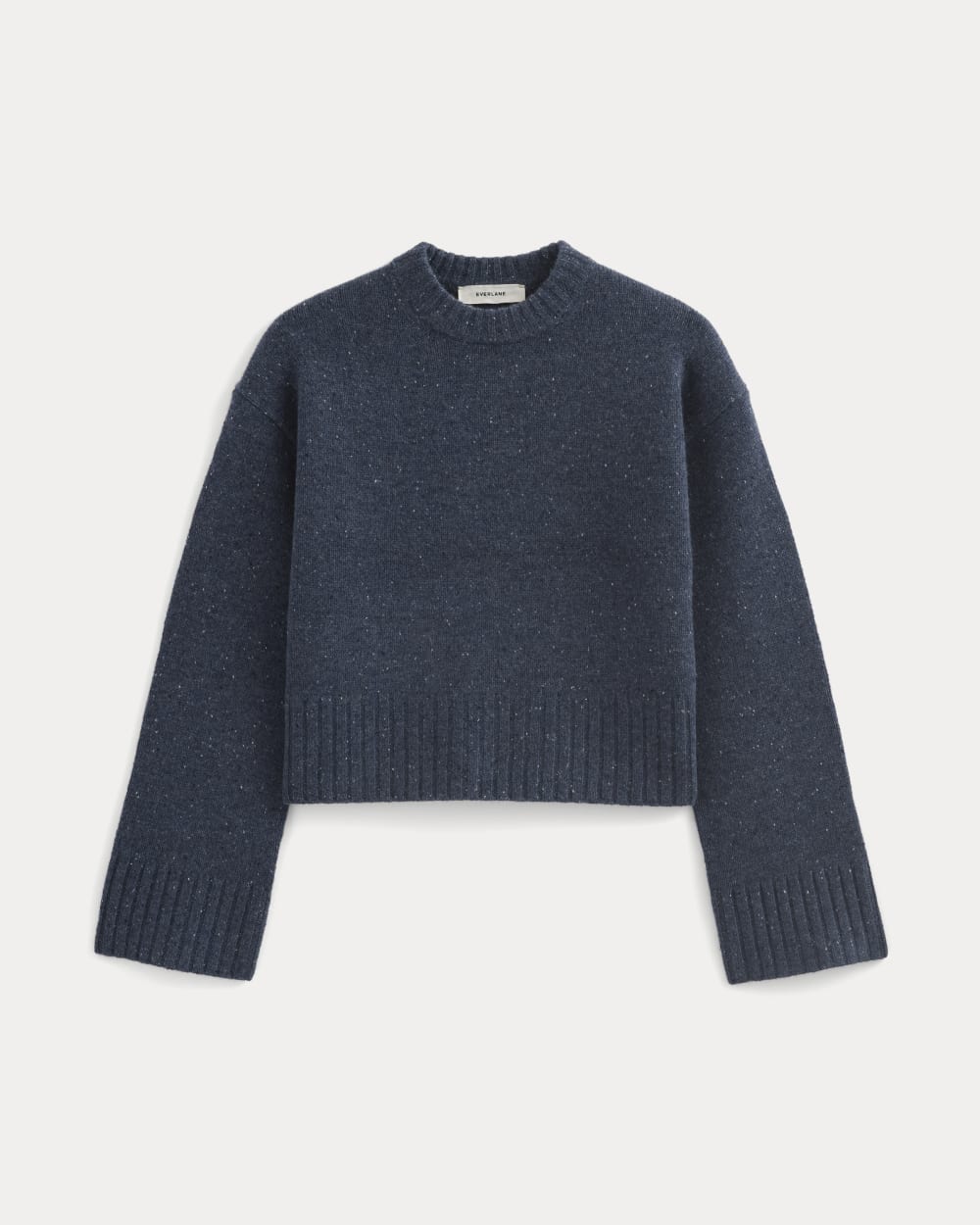 Cropped Boxy Crew in Luxe Merino | Heathered Blue Donegal - Image 2