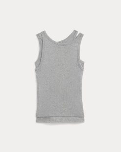 Alternative view of Tissue Layered Tank | Heathered Grey