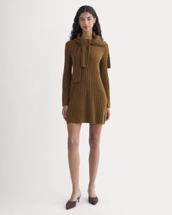 Cashmere Long-Sleeve Mini Dress | Heathered Toffee