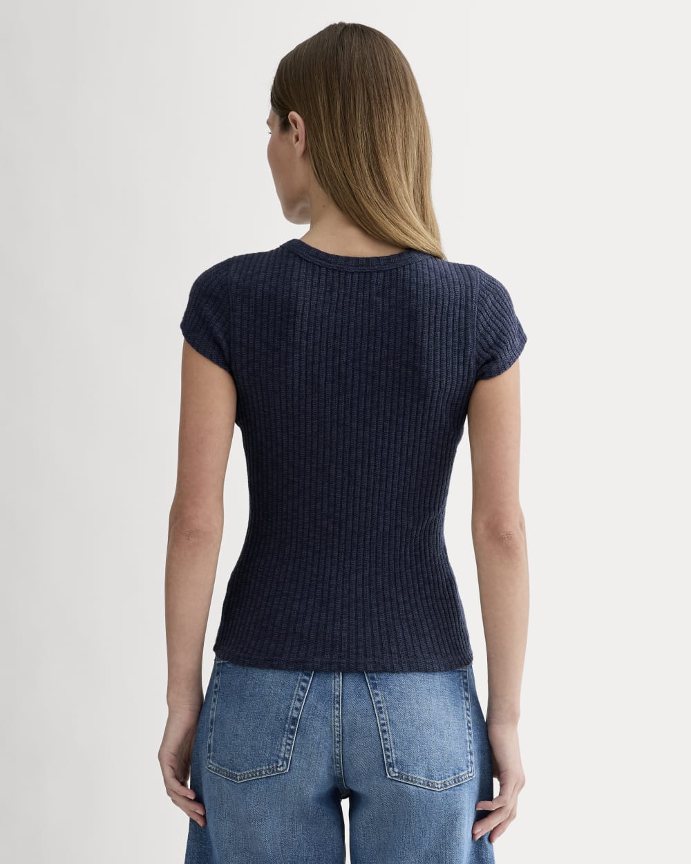 The Cozy Rib Tee | Navy - Image 5