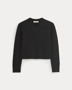 Alternative view of Cashmere Cropped High-V Sweater | Black