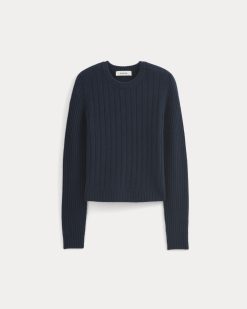 Alternative view of Mix Ribbed Crew in Cashmere | Navy