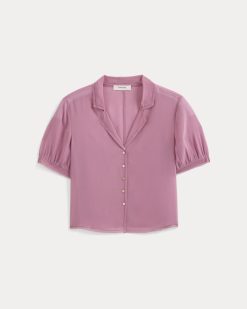 Alternative view of Notch Collar Shirt in Silk Georgette | Heather Rose