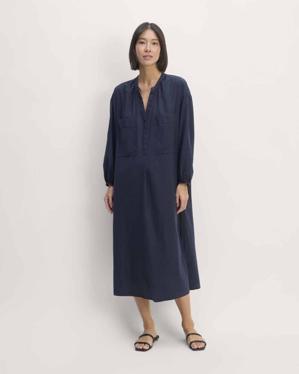 The Gauze Caftan Dress | Navy - Image 3