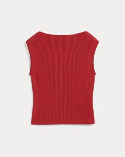 Alternative view of Boat-Neck Ribbed Knit | Fiery Red