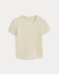 Alternative view of Cropped Crew in Pointelle | Lemon Icing