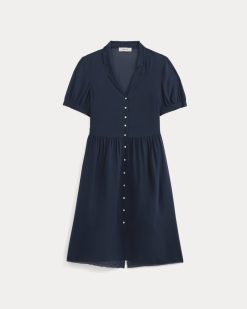 Alternative view of Notch Collar Shirtdress in Silk Georgette | Navy