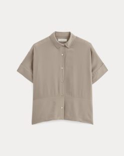 Alternative view of The Boxy Shirt in Washable Silk | Burnt Sugar