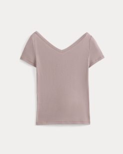 Alternative view of Tissue Short-Sleeve V-Neck Top | Dusty Rose