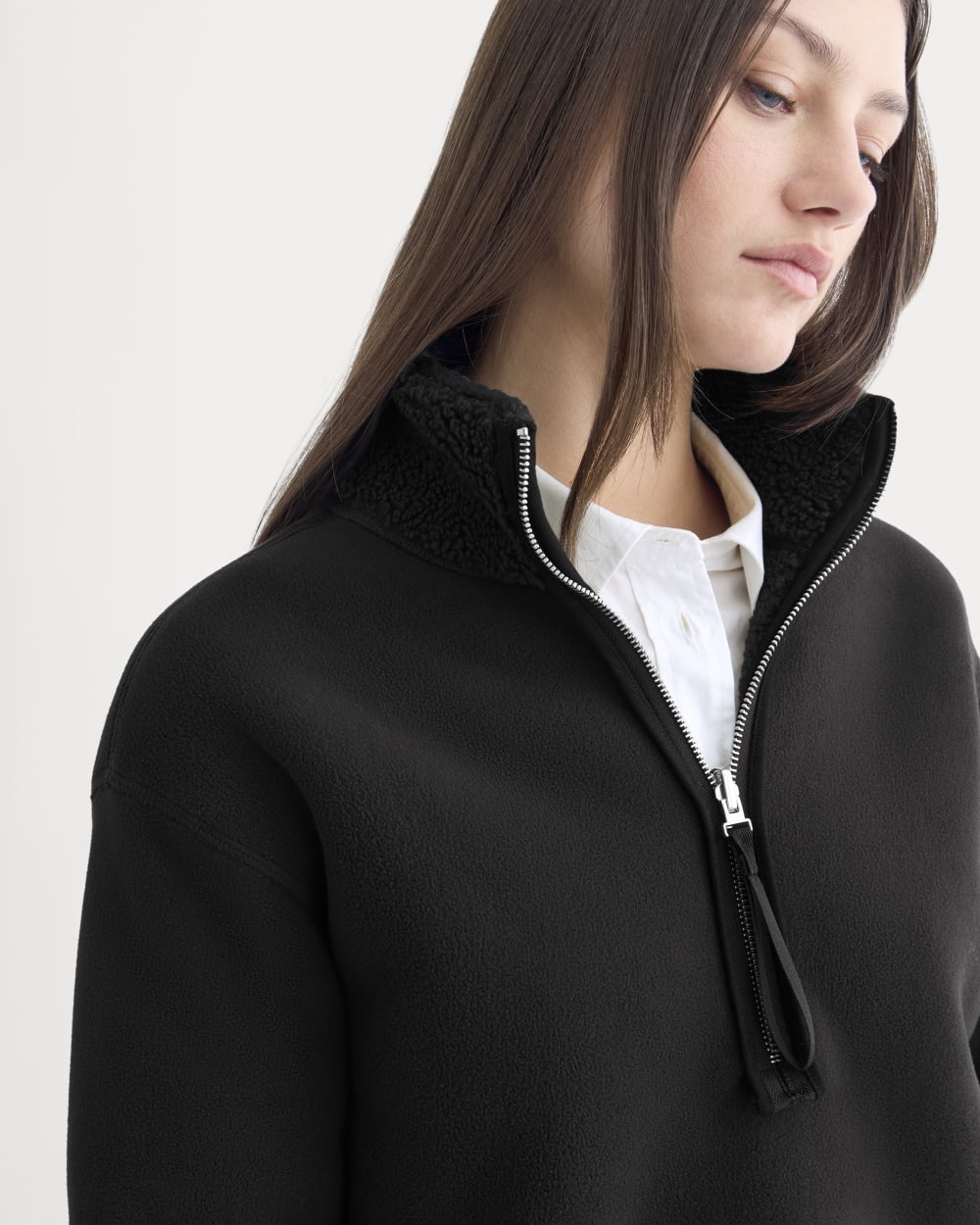 Reversible Teddy Half-Zip Pullover | Black - Image 4