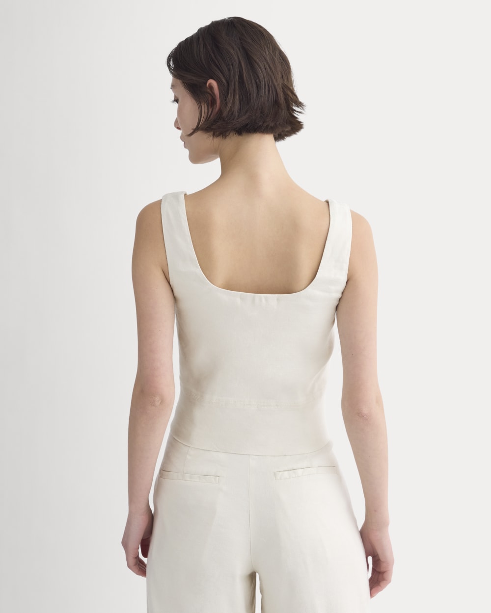 Square Tank in Stretch Linen | Birch - Image 6