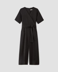 Alternative view of The Wrap Jumpsuit in Linen | Black