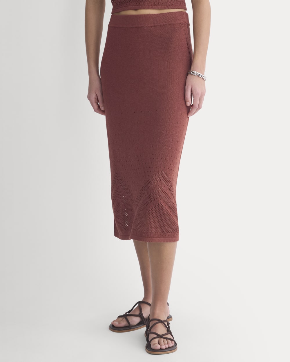 Lace-Knit Maxi Skirt | Henna Red - Image 3