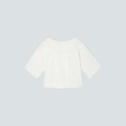 The Seersucker Gathered Tee | White