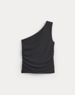Alternative view of One-Shoulder Top | Black