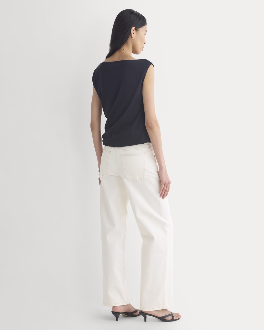 Boatneck Twisted Top in Essential Cotton | Black - Image 5