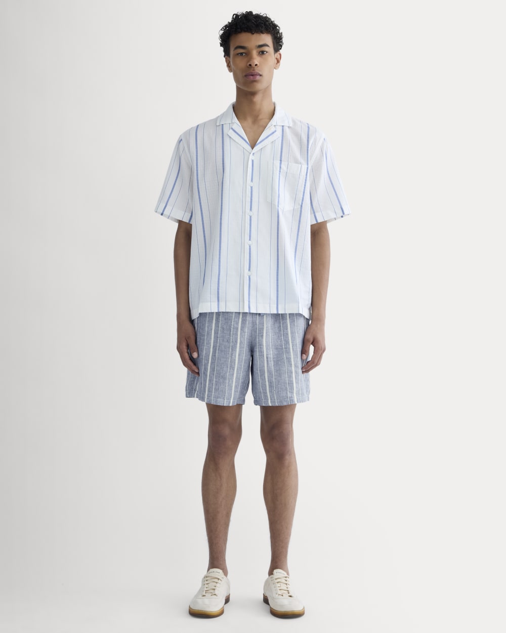 The Linen Easy Short | Dutch Blue / Bone - Image 3