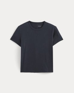Alternative view of The Box-Cut Tee in Cotton Linen | Navy