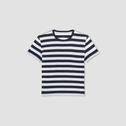 Alternative view of The Box-Cut Tee in Essential Cotton | Navy / Canvas | No Pocket