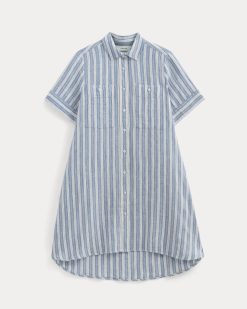 Alternative view of The Daytripper Dress in Linen | Soft Cobalt/Bone