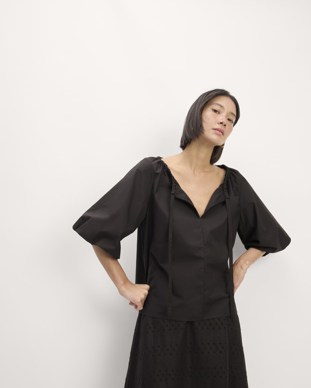 The Supima® Puff-Sleeve Top | Black - Image 4