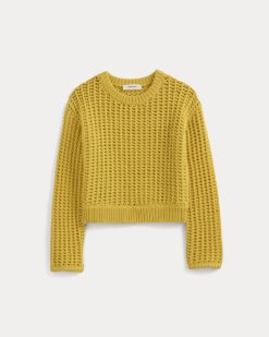 Alternative view of Open-Knit Crew in Elevated Cotton | Passion Fruit