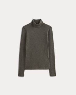 Alternative view of The Luxe Rib Turtleneck | Washed Heathered Fatigue