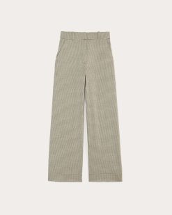 Alternative view of The Wide-Leg Pant in Stretch Linen | Deep Taupe Mini Gingham