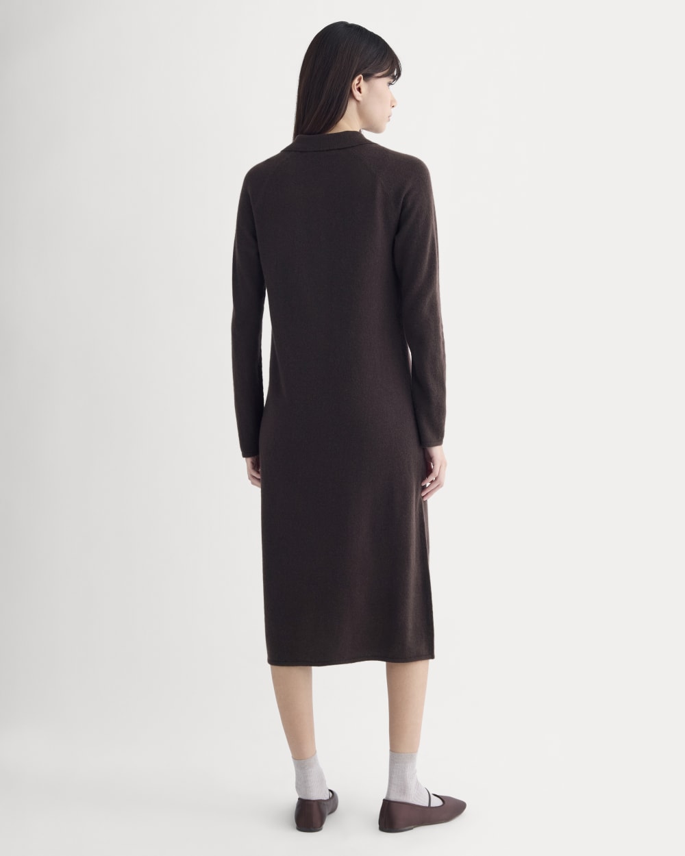 Cashmere Polo Midi Dress | Dark Chocolate - Image 3