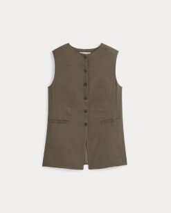 Alternative view of Long Vest in Stretch Linen | Beech