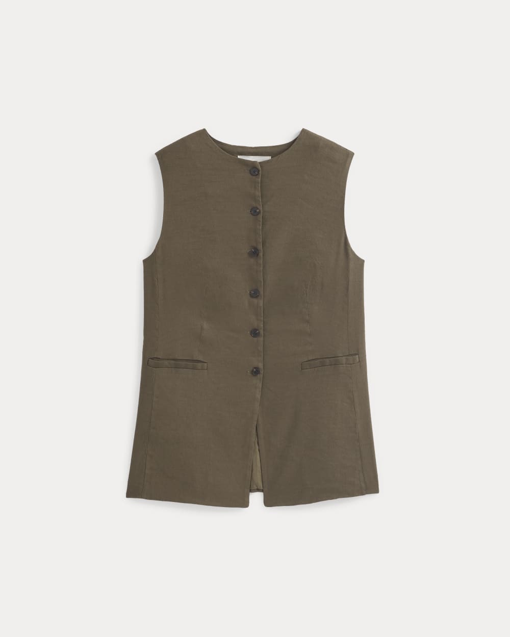 Long Vest in Stretch Linen | Beech - Image 2