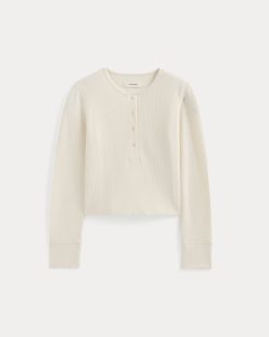 Alternative view of Boxy Henley in Cozy Waffle | Bone