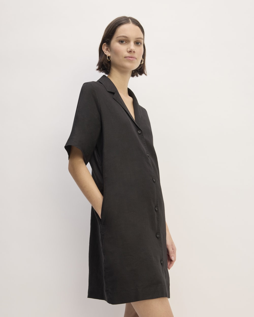 The Shirtdress in Linen | Black - Image 3