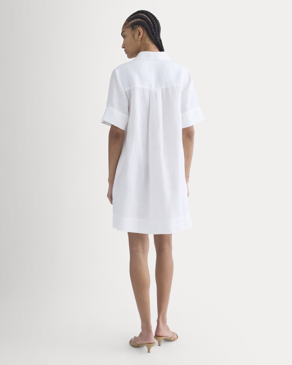 Mini Popover Shirtdress in Linen | White - Image 6