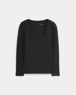 Alternative view of Luxe Rib Deep U-Neck Top | Black