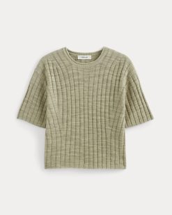 Alternative view of The Oversized Tee in Cotton Linen | Eucalyptus