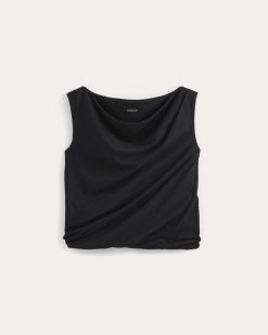 Alternative view of Boatneck Twisted Top in Essential Cotton | Black