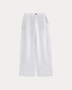 Alternative view of Wide-Leg Drawstring Pant in Linen | White