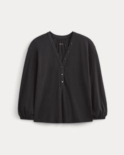 Alternative view of The Air V-Neck Henley | Black