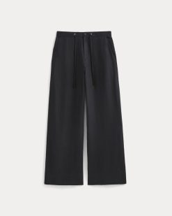 Alternative view of Wide-Leg Drawstring Pant in Linen | Black